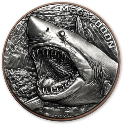 Megalodon Double Giant Predators Silber Münze 10 Vatu Vanuatu 2025 von Power Coin