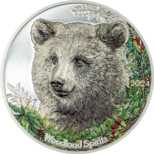 Power Coin Bear Woodland Spirit Bär 1 Oz Silber Münze 500 Togrog Mongolia 2024 von Power Coin