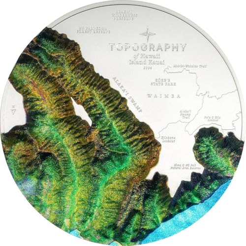 Power Coin Hawaii Topography 5 Oz Silber Münze 25$ Cook Islands 2024 von Power Coin