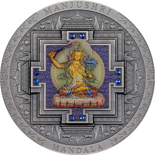 Power Coin Manjushri Mandala Archeology Symbolism Coloured 3 Oz Silber Münze 2000 Togrog Mongolia 2024 von Power Coin