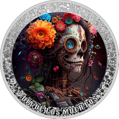 Power Coin Mechanical Skull Dia De Los Muertos 1 Oz Silber Münze 1000 Francs Cameroon 2024 von Power Coin