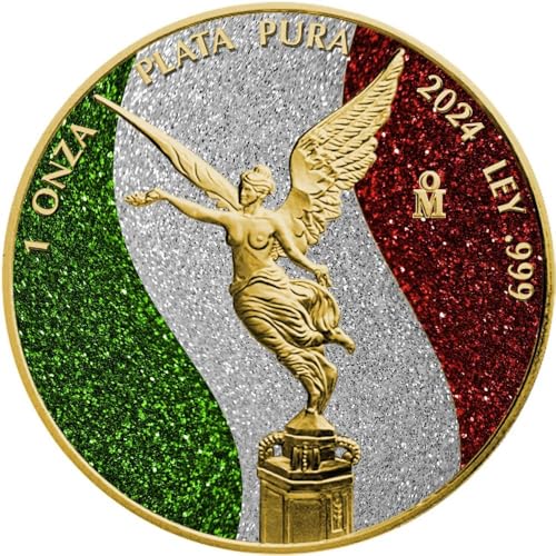 Power Coin Mexican Flag Diamond Dust Gilded Libertad 1 Oz Silber Münze Mexico 2024 von Power Coin