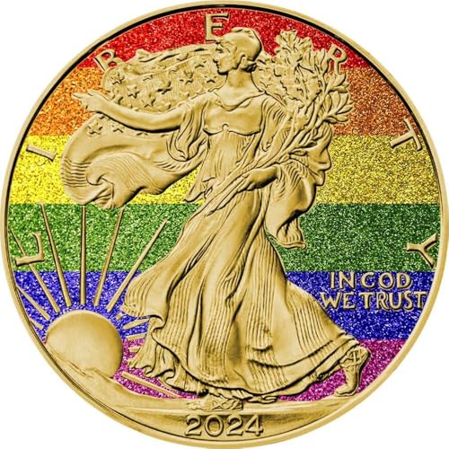 Power Coin Rainbow Liberty Diamond Dust Gilded Walking Liberty Eagle 1 Oz Silber Münze 1$ Usa 2024 von Power Coin