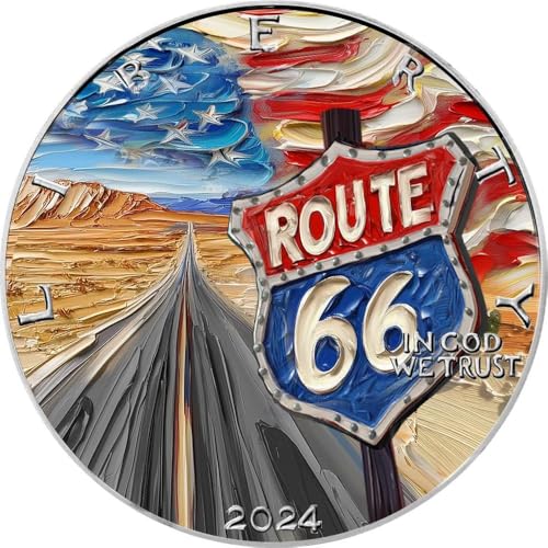 Power Coin Route 66 Americart 1 Oz Silber Münze 1$ Usa 2024 von Power Coin