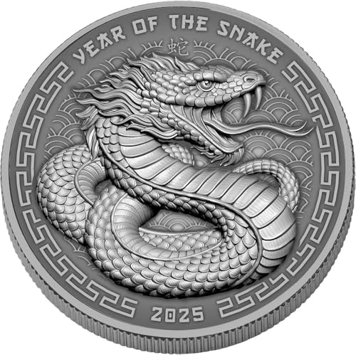 Power Coin Snake Lunar Year Antiqued 1 Oz Silber Münze 2$ Fiji 2025 von Power Coin