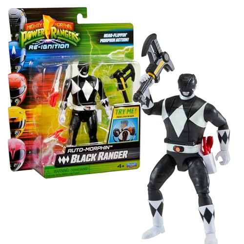 Power Rangers - Auto-Morphin, 2-in-1-Figur mit Gelenken, 15 cm, Schwarz – Zack, für Kinder ab 4 Jahren, PWG073 Power Rangers - Auto-Morphin, 2-in-1-Figur mit Gelenken, 15 cm, Schwarz – Zack, für Kinder ab 4 Jahren, PWG073 von Power Rangers