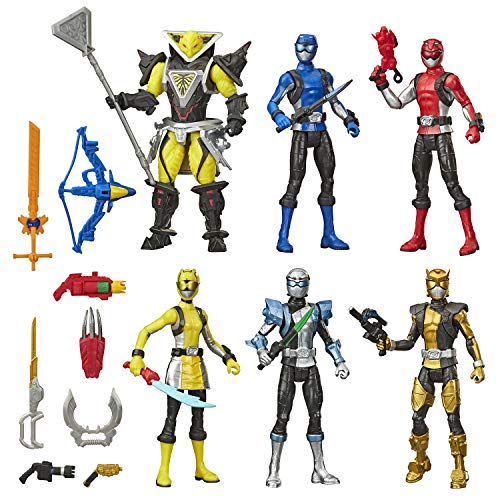 Power Rangers Beast Morphers Actionfigur, 15,2 cm, Multipack, 6 Figuren enthalten, Power Rangers und Bösewicht Spielzeug mit Zubehör, inspiriert von der TV-Show von Power Rangers