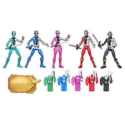 Power Rangers Dino Fury 5 Team Multipack 15,2 cm Actionfigur Spielzeug mit Schlüsseln und Chromafury Säbel Waffenzubehör (Amazon Exclusive) von Power Rangers