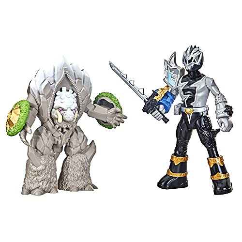 Power Rangers Dino Fury Battle Attackers 2-Pack Black Ranger vs. Smashstone Kicking Action Figure Toys, TV Inspired Accessory Ages 4 and Up von Power Rangers