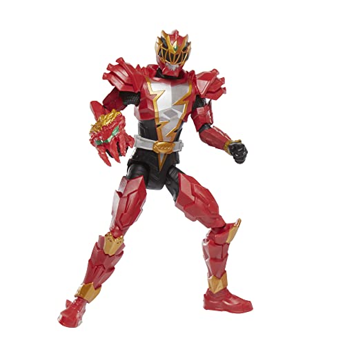 Power Rangers Dino Fury Dino Knight Red Ranger Figur 15 cm mit Dino Fury Key und Dinosaurier-Motiv Zubehör für Kinder ab 4 Jahren von Power Rangers