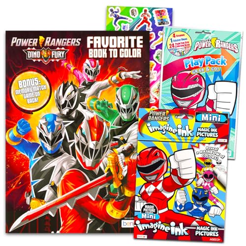 Power Rangers Malbuch-Super-Set – Bündel mit 3 Power Rangers Mal- und Aktivitätsbüchern für Kinder plus Aufklebern | Power Rangers Partyzubehör für Jungen von Power Rangers