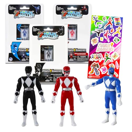 Weltkleinstes Power Rangers Actionfiguren-Set – Bündel mit 3 Power Rangers Minifiguren plus Power Rangers Aufklebern | Tiny Power Rangers Figur (Stile können variieren) von Power Rangers