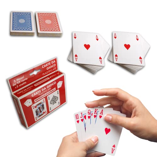 Kupfer-Spielkarten, französische Karten, 2 Blumensträuße mit 52 Karten + 2 Matte rot/blau - Poker, Skala 40, Bridge, Texas Hold'em, Burraco, Durak, Mau Mau, Skat, Canasta von Powersell