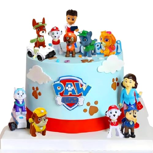 P-aw Patrol Kuchen Deko, Geburtstag Tortendeko Junge, P-aw Patrol Cake Figures, Cake Topper Kuchendeko für Kinder Party Liefert Dekorationen von Powmag