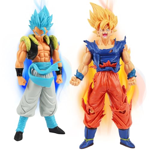 Powmag 2 Stücke Goku Figuren, Goku Anime Figur Statue, super Saiyajin Actionfiguren, Cartoon Figuren Spielzeug Desktop Dekorationen für Kinder Geburtstag Geschenk von Powmag