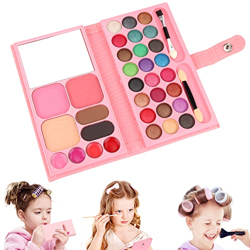 Powmag Kinder Schminkpalette, Kinderschminke Set Mädchen, Set für Kinder Mädchen Geburtstagsgeschenk Weihnachten für Mädchen, Prinzessin Rollenspiel, Halloween, Weihnachten, Geburtstag von Powmag