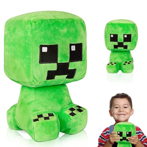 Powmag Creeper Plüsch, 26 cm Mine-Craft plüschtier, Cartoon Kuscheltier, Charaktere Puppe zum Thema Spiel, Geschenk für Kinder Jungen und Mädchen von Powmag