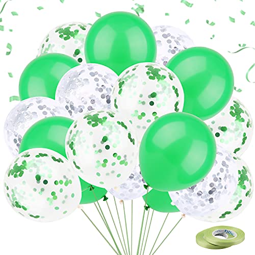 Powmag Konfetti Ballons Bunt, Konfettiballone Hochzeit, Luftballon Konfetti, Helium Ballons Grün für Jungen Mädchen Kinder (Grün) von Powmag