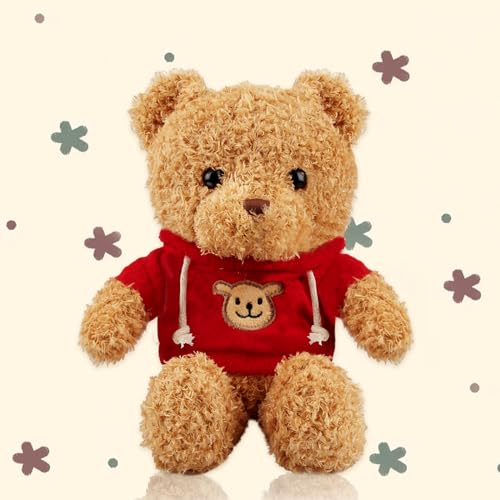 Teddybär Kuscheltier, Teddy Bear Kuscheltiere, 30 cm Teddybär Klein, Steiff Kuschelbär Baby mit Kapuze Tatzendruck Plüschtier Plush stofftier Geschenk von Powmag