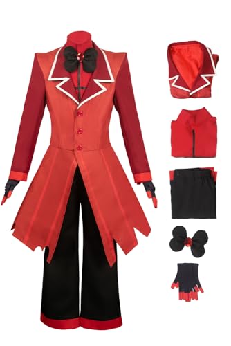 Poymium Alastor-Kostüm für Erwachsene, Hotel, Radio, Dämon, Cosplay, rote Jacke, Hemd, Hose, Handschuhe, Krawatte, Uniform, Halloween-Outfits von Poymium