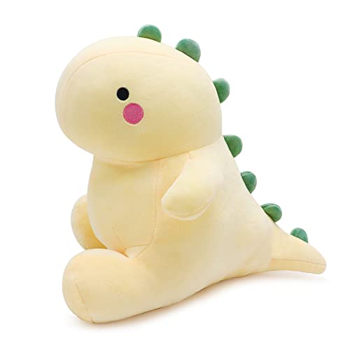 Poywuo Dinosaurier Plüschtier Stofftier Kuscheltier Plüsch Kissen Puppe Kuschelkissen Stofftierpuppe Dekokissen Weihnachten Geburtstag Geschenke für Jungen Mädchen Kinder(Gelb-35CM) von Poywuo