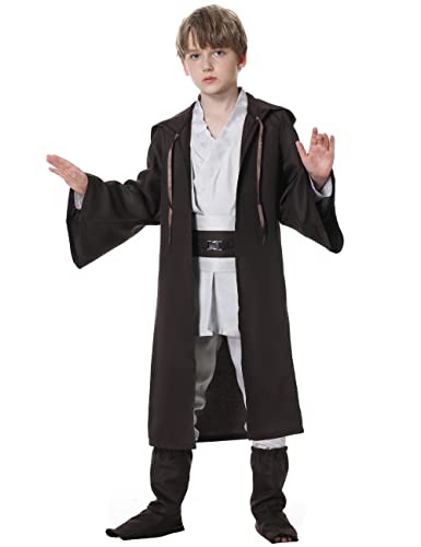 Poywuo Jedi Kostüm für Kinder Jungen Mädchen Verkleidung für Halloween Karneval,Braun,116 von Poywuo