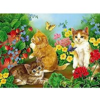 PRACHT Diamond Painting Kätzchen in Blumenwiese 40x30cm von Pracht Creatives Hobby