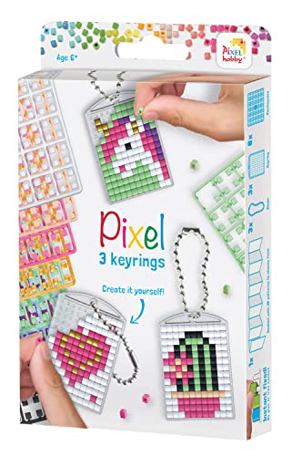 Pixel P20131 Schlüsselanhänger für Kinder zum Selbstgestalten, Motiv Mädchen, kinderleichtes Stecksystem, ohne Bügeln u. Kleben, Steinchen aus Biokunststoff von Pracht Creatives Hobby