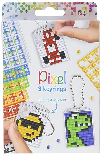 Pixel P20132 Schlüsselanhänger für Kinder zum Selbstgestalten, Motiv Jungen, kinderleichtes Stecksystem, ohne Bügeln u. Kleben, Steinchen aus Biokunststoff von Pracht Creatives Hobby