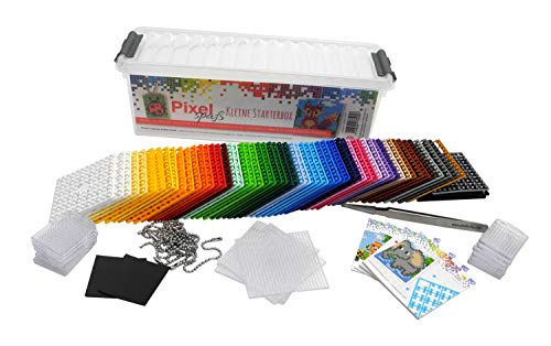 Pixel P60001-27501 kleine Starter Box, Bastelset mit 60 Pixelplatten, 4 Grundplatten, 12 Medaillons mit Kette und 4 Minivorlagenhefte, kinderleichtes Stecksystem von Pracht Creatives Hobby