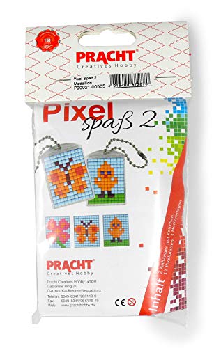 Pixel P90021-00505 Spaß Bastelset 2, zur Gestaltung von 2 Schlüsselanhängern für Kinder, kinderleichtes Stecksystem, ohne Bügeln und Kleben, Steinchen aus Biokunststoff von Pracht Creatives Hobby