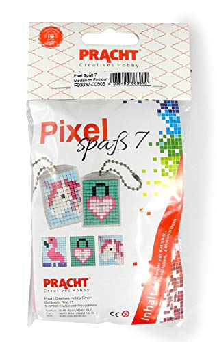 Pracht Creatives Hobby Pixel P90037-00505 Spaß Bastelset 7, zur Gestaltung von 2 Schlüsselanhängern (Medaillons) für Kinder, kinderleichtes Stecksystem, ohne Bügeln und Kleben, Steinchen aus Biokunststoff von Pracht Creatives Hobby