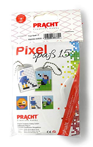 Pixel P90054-00505 Spaß Bastelset 15, zur Gestaltung von 2 Schlüsselanhängern für Kinder, kinderleichtes Stecksystem, ohne Bügeln und Kleben, Steinchen aus Biokunststoff von Pracht Creatives Hobby