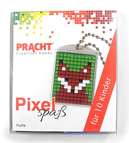 Pixel P90058-01501 Spaß Bastelset Fuchs für 10 Kinder, mit 10 Medaillons zum Pixeln, einfaches Stecksystem ohne Bügeln und Kleben, ideal für Kindergeburtstag, Bastelnachmittag, Schulen und Kitas von Pracht Creatives Hobby