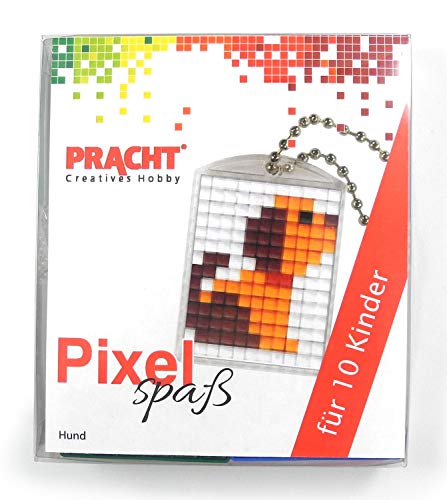 Pixel P90058-02501 Spaß Bastelset Hund, mit 10 Medaillons zum Pixeln, einfaches Stecksystem ohne Bügeln und Kleben, für Kindergeburtstag, Bastelnachmittag, Schulen und Kitas von Pracht Creatives Hobby