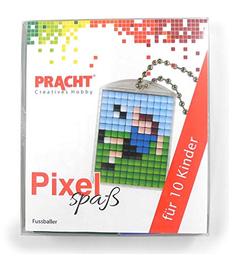 Pixel P90058-15501 Spaß Bastelset Fußball, mit 10 Medaillons zum Pixeln, einfaches Stecksystem ohne Bügeln und Kleben, für Kindergeburtstag, Bastelnachmittag, Schulen und Kitas von Pracht Creatives Hobby