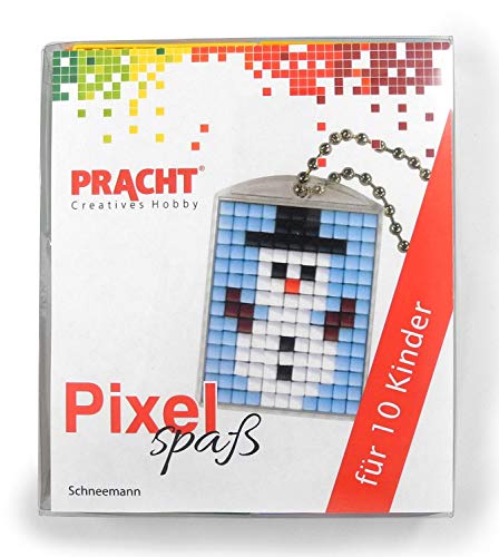 Pixel P90058-17501 Spaß Bastelset Schneemann für 10 Kinder, mit 10 Medaillons zum Pixeln, einfaches Stecksystem ohne Bügeln und Kleben, ideal für Kindergeburtstag, Bastelnachmittag, Schulen und Kitas von Pracht Creatives Hobby