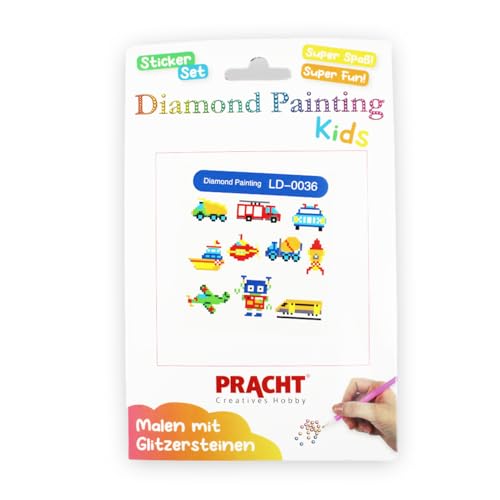 Pracht Creatives Hobby 6035-25211 Diamond Painting Stickerset, Motiv Fahrzeuge, Bastelset zum Gestalten von Aufklebern mit Glitzersteinchen, für Kinder ab 5 Jahren Pracht Creatives Hobby 6035-25211 Diamond Painting Stickerset, Motiv Fahrzeuge, Bastelset zum Gestalten von Aufklebern mit Glitzersteinchen, für Kinder ab 5 Jahren von Pracht Creatives Hobby