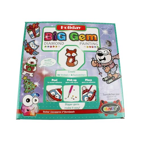 Pracht Creatives Hobby Diamond Painting Box Holiday, für 12 Sticker und 2 Fensterbilder mit festlichen Motiven, Bastelset zum Malen mit Glitzersteinen, für Kinder ab 8 Jahren von Pracht Creatives Hobby