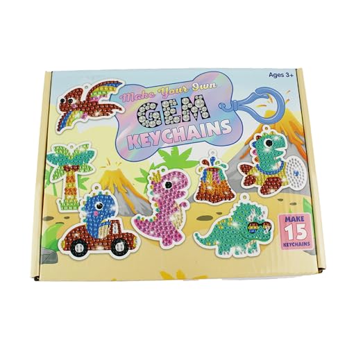 Pracht Creatives Hobby 6047-02021 Diamond Painting Box Dinos, für 15 Schlüsselanhänger mit coolen Dinosaurier Motiven, Bastelset zum Malen mit Glitzersteinen, für Kinder ab 8 Jahren, Mehrfarbig von Pracht Creatives Hobby