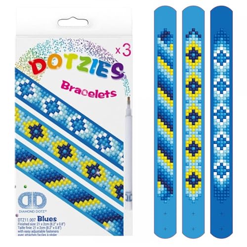 Diamond Dotz DTZ11-007 Diamond Dotzies Armbänder Set blau, 3 glitzernde Armbänder zum Selbstgestalten, längenverstellbar, ideal für Kinder von DIAMOND DOTZ