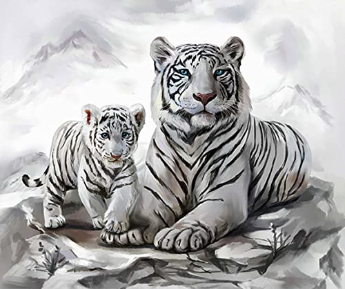 Pracht Creatives Hobby Diamond Painting Set, Bild mit Motiv weiße Tigermama mit Jungtier und Zubehör, Größe ca. 35 x 25 cm, Bastelset zum Malen mit Glitzersteinchen für Kinder ab 5 Jahren Pracht Creatives Hobby Diamond Painting Set, Bild mit Motiv weiße Tigermama mit Jungtier und Zubehör, Größe ca. 35 x 25 cm, Bastelset zum Malen mit Glitzersteinchen für Kinder ab 5 Jahren von Pracht Creatives Hobby