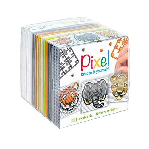 Pracht Creatives Hobby Pixel P29026 - Bastelset "Wildtiere", Stecksystem als kreatives Hobby für Kinder ab 6 Jahre, Würfelbox mit Motivvorlagen und Pixelquadraten von Pracht Creatives Hobby