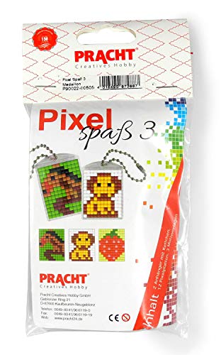 Pixel P90022-00505 Spaß Bastelset 3, zur Gestaltung von 2 Schlüsselanhängern für Kinder, kinderleichtes Stecksystem, ohne Bügeln und Kleben, Steinchen aus Biokunststoff von Pracht Creatives Hobby