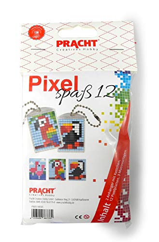 Pixel P90051-00505 Spaß Bastelset 12, zur Gestaltung von 2 Schlüsselanhängern für Kinder, kinderleichtes Stecksystem, ohne Bügeln und Kleben, Steinchen aus Biokunststoff von Pracht Creatives Hobby