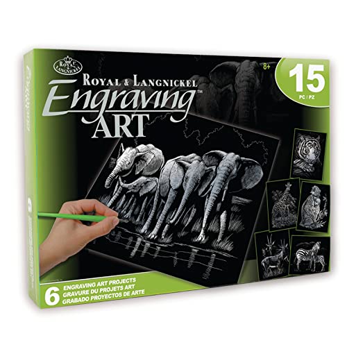 Pracht Creatives Hobby Pracht Creatives Hobby Royal & Langnickel - Kratzbilder Set Exotische Tiere, Silber, 6 Bilder, Elefant, Tiger und Co, Kratzbilder für Kinder und Erwachsene, mit 2 Kratzstiften und Vorlagen von Pracht Creatives Hobby