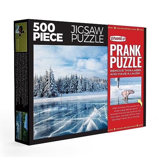 Prank-O 500-teiliges Streich Puzzle - When Nature Calls (Frozen Serenity), lustiges Pooping Dog Surprise Bild, Hundeliebhaber und Familienspaß, versteckte Bild-Überraschung von Prank Pack