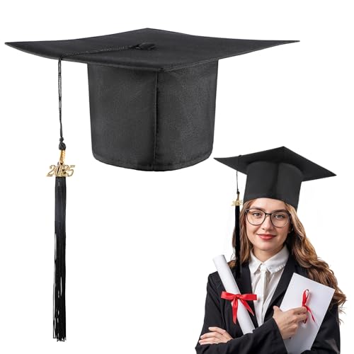 Lnngub Bachelor Hut, Graduation Hat mit 2025 Jahreszahl Tassel Elastische Bachelor Abschluss Hut Schwarze Universelle Bachelor Hut für die Abschlussfeier von Männern und Frauen (25 x 25 cm) von Prasacco