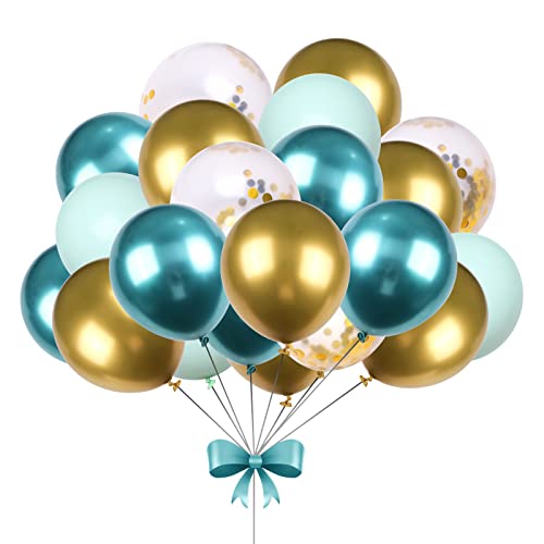 Prasacco 40 Stück Luftballons, Grüne Latex Luftballons Grüne Gold Metall Ballon Transparenter Goldfolienballon 12 Zoll Großer Dekorativer Ballon für Geburtstage Hochzeiten Babyparty Jubiläen Partys von Prasacco