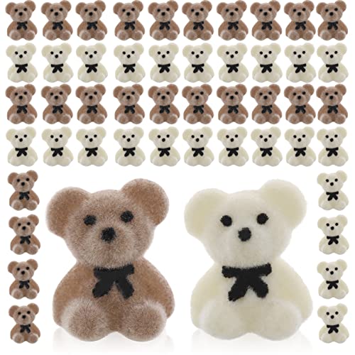 Prasacco 50 Stück Mini Teddybären, 20mm Beflockte Teddybär Plüsch Gefüllte Kleine Bär-Puppe für DIY-Schlüsselanhänger Geburtstag Hochzeit Abschluss Dekorationen Partygeschenk (25 Braun + 25 weiß) von Prasacco